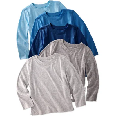 Butterblu Babies'  London 5-pack Assorted Organic Cotton T-shirts In Blue