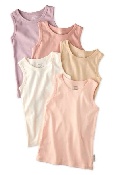 Butterblu Babies'  Malone Organic Cotton Assorted 5-pack Muscle Tanks In Multi