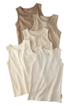 Butterblu Babies'  Malone Organic Cotton Assorted 5-pack Muscle Tanks In Multi