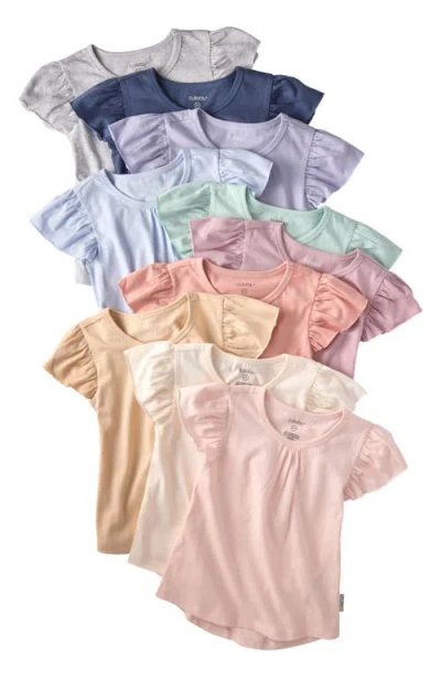 Butterblu Babies'  Rose Assorted 10-pack Ruffle Organic Cotton T-shirts In Multi