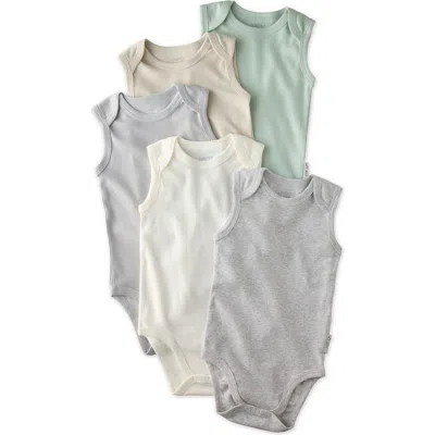 Butterblu Babies'  Sam Assorted 5-pack Sleeveless Organic Cotton Bodysuits In Multi