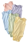 Butterblu Babies'  Sam Assorted 5-pack Sleeveless Organic Cotton Bodysuits In Gray