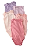 Butterblu Babies'  Sam Assorted 5-pack Sleeveless Organic Cotton Bodysuits In Multi