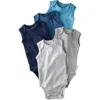 Butterblu Babies'  Sam Assorted 5-pack Sleeveless Organic Cotton Bodysuits In Multi