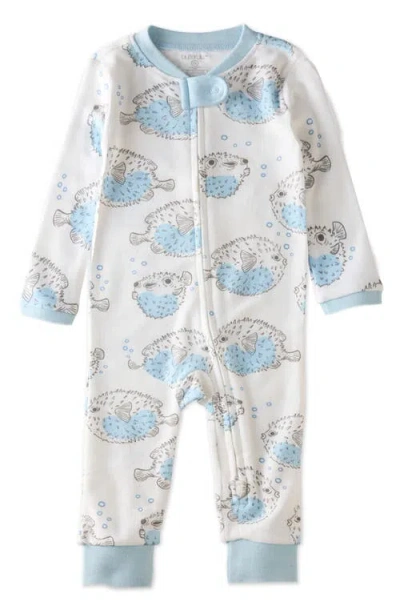 Butterblu Babies'  Shadow Footless Sleep & Play Organic Cotton Romper In Blue
