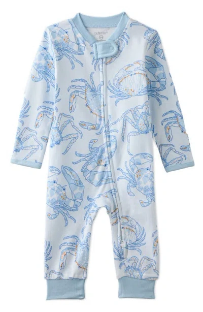 Butterblu Babies'  Shadow Footless Sleep & Play Organic Cotton Romper In Blue