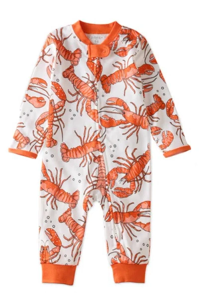 Butterblu Babies'  Shadow Footless Sleep & Play Organic Cotton Romper In Orange