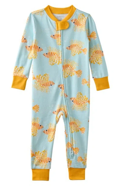 Butterblu Babies'  Shawn Footless Organic Cotton One-piece Pajamas In Blue
