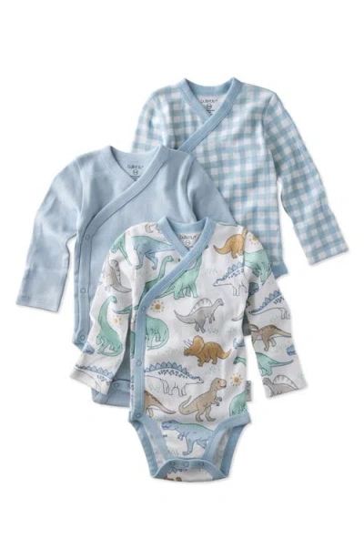 Butterblu Babies'  Sterling Side Snap Organic Cotton Assorted 3-pack Bodysuits In Blue