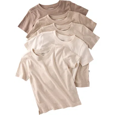 Butterblu Babies'  Taylor Assorted 5-pack Organic Cotton T-shirts In Brown