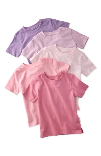 Butterblu Babies'  Taylor Assorted 5-pack Organic Cotton T-shirts In Pink