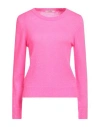 Butterfly Woman Sweater Fuchsia Size M Mohair Wool, Wool, Acrylic In Pink