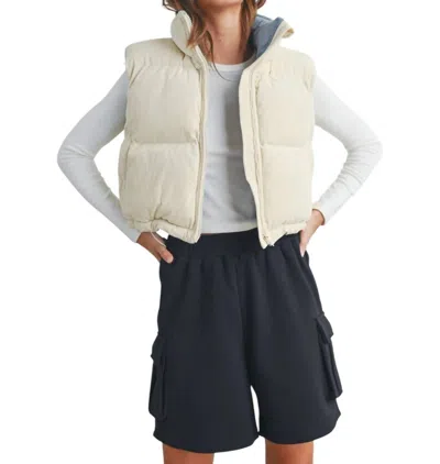 Buttermelon Adoreme Corduroy Puffer Vest In Ivory In Multi