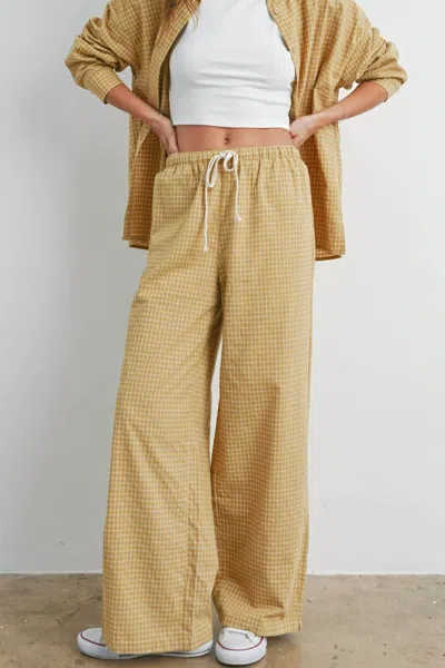 Buttermelon Amy Micro Check Pants In Ochre In Yellow