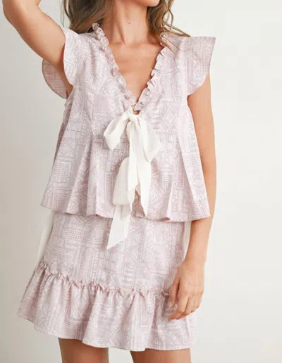 Buttermelon Boho Ruffle Top And Skirt Set In Mauve