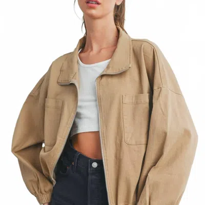 Buttermelon Bomber Jacket In Khaki