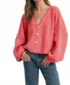 Buttermelon Button Up Oversized Cardigan In Cherry Red