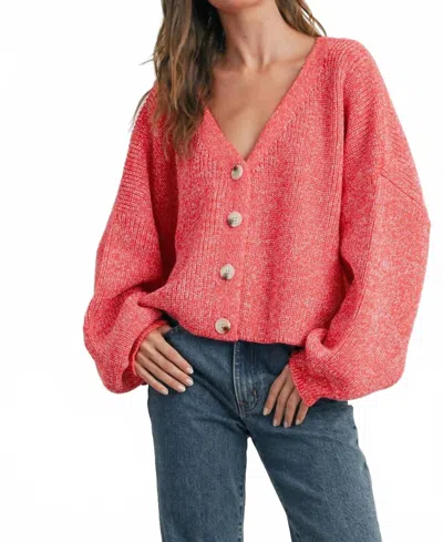 Buttermelon Button Up Oversized Cardigan In Cherry Red