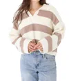 Buttermelon Conrad Sweater In Ivory / Taupe In Multi