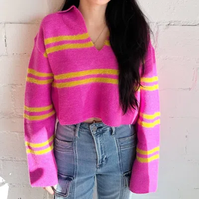 Buttermelon Covered Strawberry Sweater In Pink And Yellow