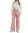 Buttermelon Drawstring Checked Pants In Rose Multi In Pink