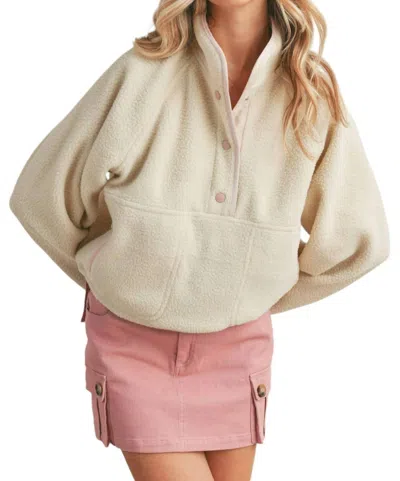 Buttermelon Fleece Pullover Jacket In Ivory In Neutral