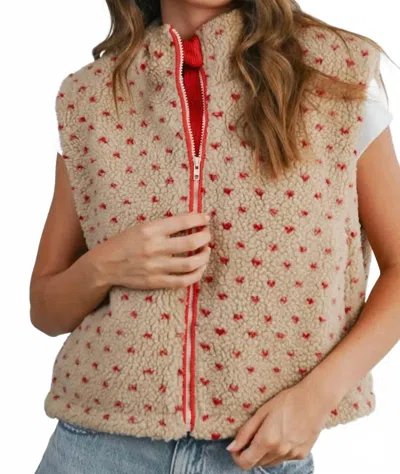 Buttermelon Floral Fleece Vest In Multi