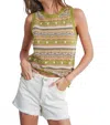Buttermelon Geo Pattern Knit Top In Green Multi In Green