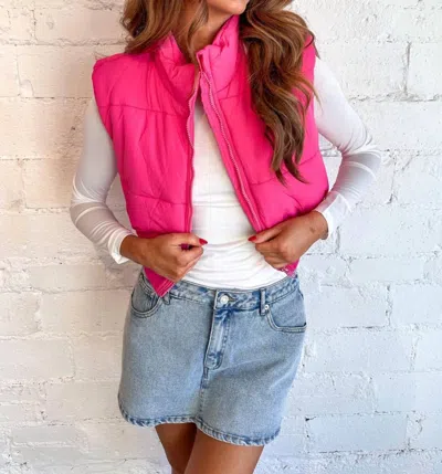Buttermelon Keeping Cozy Mini Puffer Vest In Pink