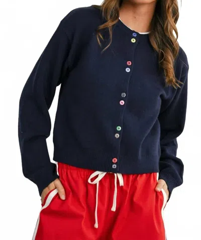 Buttermelon Long Sleeve Buttoned Cardigan In Navy In Blue