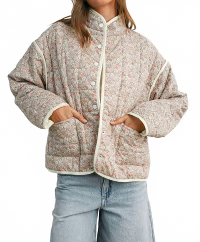 Buttermelon Meadow Quilted Jacket In Mauve/ivory In Neutral