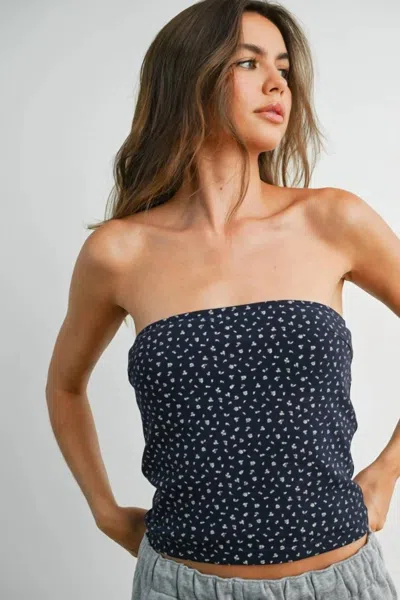 Buttermelon Midnight Ditsy Strapless Top In Blue