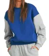 Buttermelon Patched Pocket Contrast Sweatshirt In Blue / Hgrey In Multi