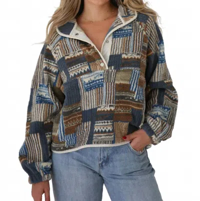 Buttermelon Roman Patchwork Print Sweatshirt In Blue Multi