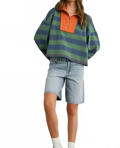 Buttermelon Rugby Collar Sweatshirt In Green