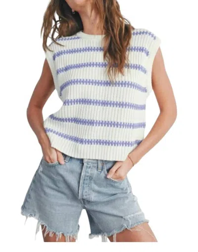 Buttermelon Sanibel Knit Tank Top In White/purple In Multi