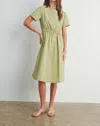 Buttermelon Short Sleeve Fall Midi Dress In Moss Green In Multi