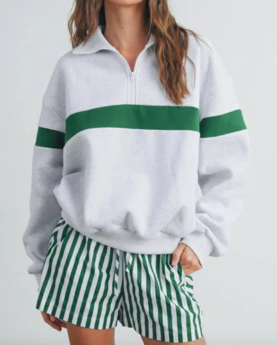 Buttermelon Sideline Half Zip Sweatshirt In Grey In Green