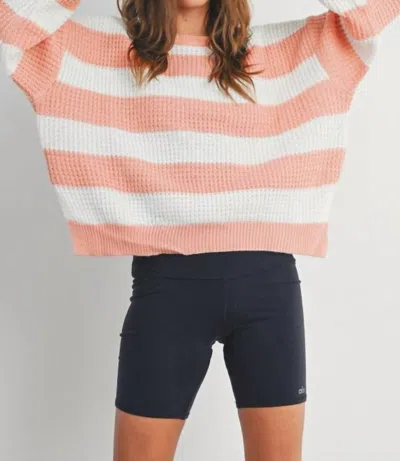 Buttermelon Spring Stripe Sweater In Peach