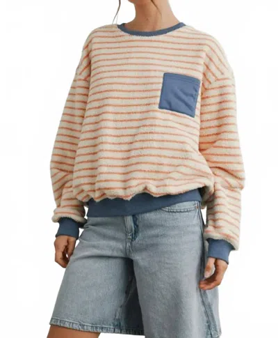 Buttermelon Striped Oversized Crewneck Long Sleeve Sweater In Multi