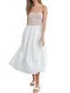 Buttermelon Striped Sleeveless Tiered Maxi Dress In White In White