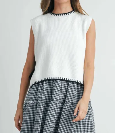 Buttermelon Sweater Top With Bows In Ivory / Black In Multi