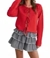 Buttermelon Tiered Ruffle Mini Skort In Black / Ivory In Blue