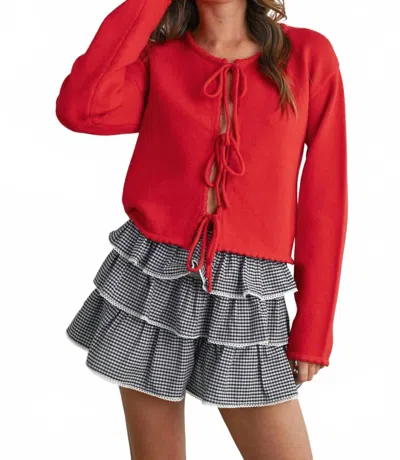 Buttermelon Tiered Ruffle Mini Skort In Black / Ivory In Blue