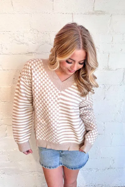 Buttermelon Vans Sweater In Ivory/taupe In Multi