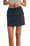 Buttermelon Washed French Terry Skirt In Black In Black