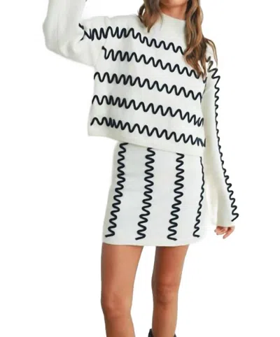 Buttermelon Wavy Stripe Mini Skirt In Cream In White