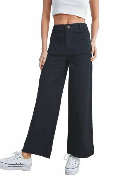 Buttermelon Wide Leg Long Length Jeans In Black