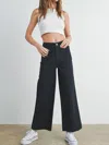 Buttermelon Wide Leg Trouser Pants In Black