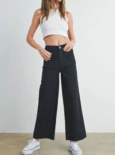 Buttermelon Wide Leg Trouser Pants In Black